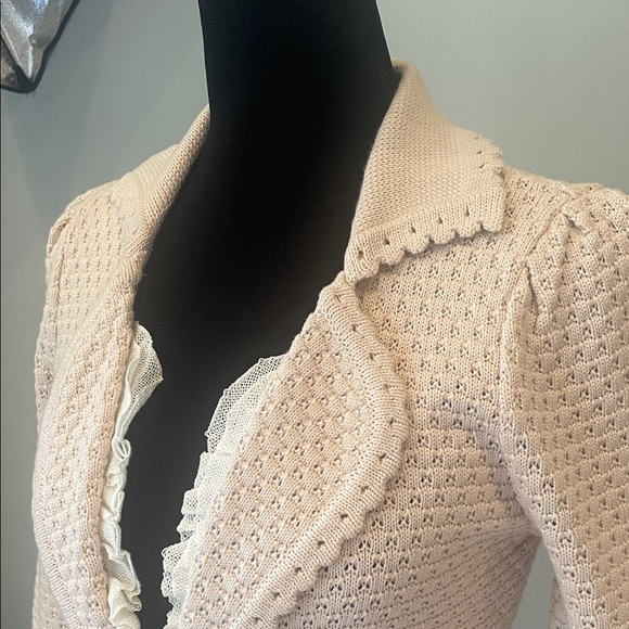 Pale pink sweater blazer fitted - Picture 2 of 5
